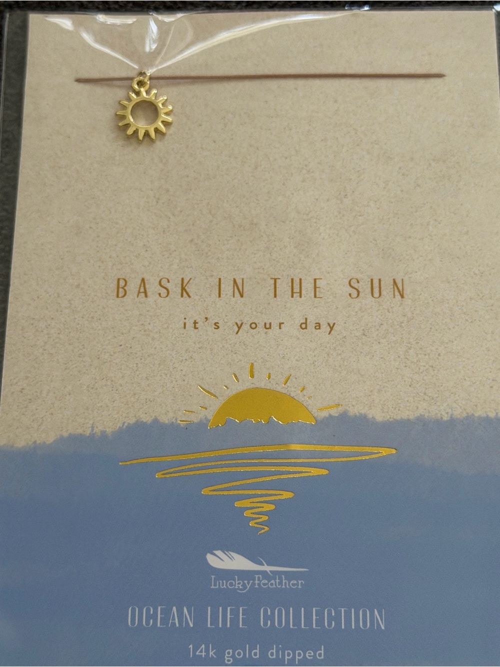 Lucky Feather Gold Sun Charm Necklace — Gold Sun Pendant